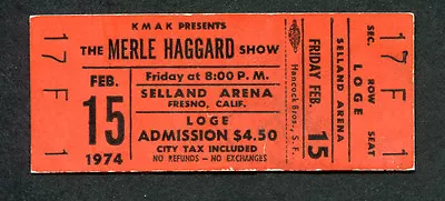 1974 Merle Haggard Unused Full Concert Ticket Selland Fresno Okie From Muskogee • $39.99