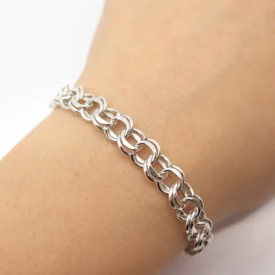 925 Sterling Silver Vintage Double Rolo Link Bracelet 8  • $64.99