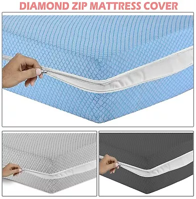 Zipped Mattress Protector Encasement Anti Bed Bug Matress Cover Double King Size • £8.07