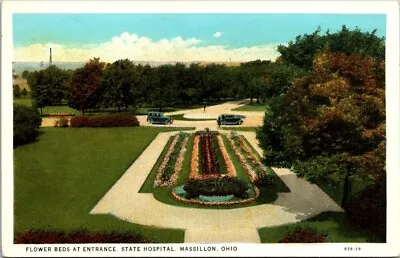 Postcard Flower Beds State Hospital Massillon Ohio • $5.75