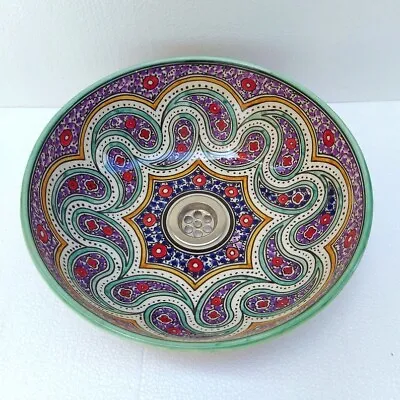 Moroccan Vintage Bathroom Sink 14 Painted Countertop Bathroom Ceramic Washbasin • $247