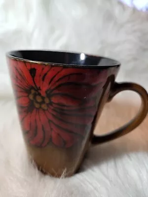 Vintage Mulberry Home Collection Square Bottom Red Flower Print Coffee Cup • $8