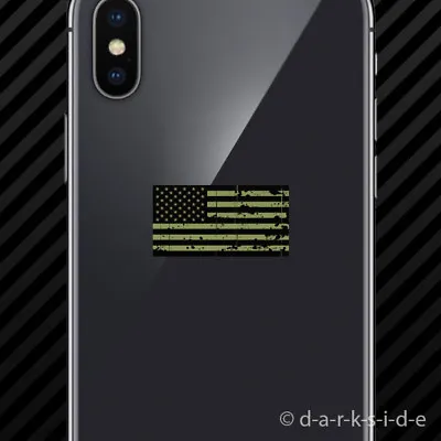 (2x) Tattered OD Green American Flag Cell Phone Sticker Mobile America Usa • $3.99