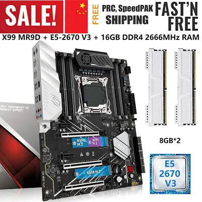 X99 MR9D Motherboard LGA 2011-v3 E5 2699 V3 CPU 16GB DDR4 2666MHz RAM Combo Kit • $215.99