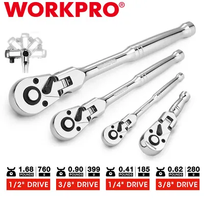 WORKPRO 1/4 /3/8 /1/2 Drive/ 3/8  Stubby Flex Head Ratchet Set 72-Tooth Ratchet • $26.99