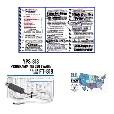 Yaesu FT-818 Accy. Bundle W/ RT Systems Programming Kit & Nifty! Mini-Manual • $86.83