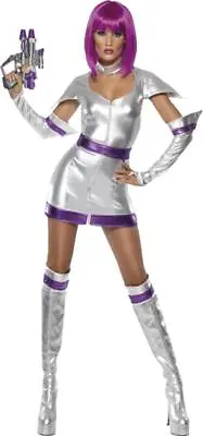 £53.63 • Buy Ladies Halloween Sexy Fancy Dress Female Fever Space Cadet Costume Silver
