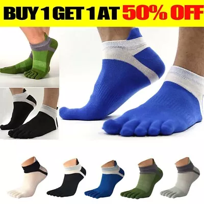 Men Five Toe Cotton Socks Pure Sports Trainer Running Finger Breathable  Running • £4.95