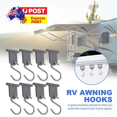 8Pcs RV Awning Hooks Steel Camping Tent Hangers RV Caravan Camper Accessories • $13.19