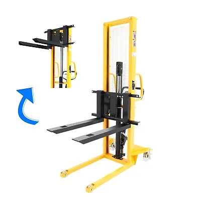 Hydraulic Manual Pallet Stacker 1100lbs Cap 63  Lift Hight With Adjustable Forks • $1209