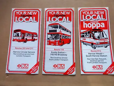 3 X London Transport  HARROW  Bus Timetables 1987. • £1.99