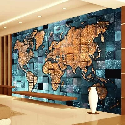 Custom 3D World Map Photo Wallpaper Custom Any Size Living Room Mural Background • $20.75