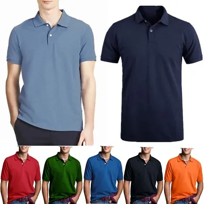 Men Dry Fit Polo Shirt Cotton T Shirt Jersey Golf Sport Short Sleeve Casual • $10.99