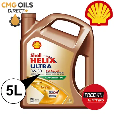 £47.99 • Buy Shell Helix Ultra Ect Acea C2/c3 0w-30 *fully Synthetic*  5l Api Sn Vw504/50700