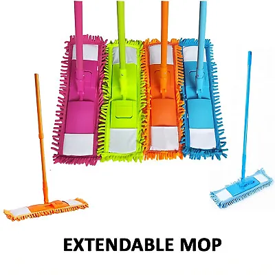 Extendable Microfibre Sweeper Mop Cleaner Wooden Laminate Tile Floor Wet Dry UK • £8.19