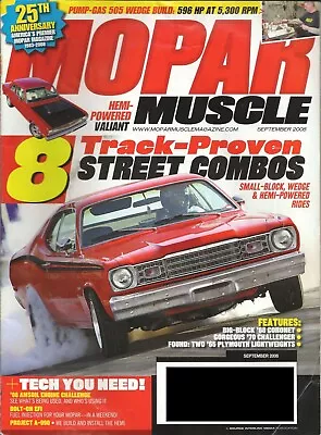 Mopar Muscle Magazine September 2008 Verygood Condition Dodge Plymouth Chrysler • $8.50