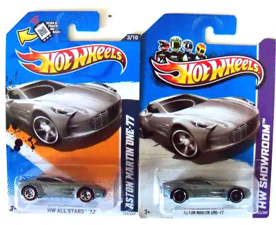 Hot Wheels Lot Two Silver Aston Martin One-77 All Stars Red Line &showroom Nip • $5.99