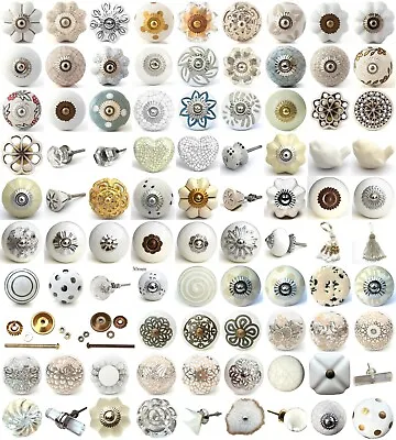 £2.79 • Buy White Cream Ceramic Knobs Drawer Pulls Cupboard Door Knobs Porcelain China