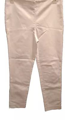 Vince Camuto White Pull On Side Zip Pants Sz 10 Skinny Fit Ankle Cotton Stretch • $18