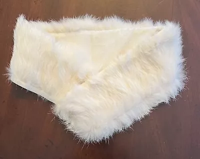 NINE WEST Rabbit Fur Scarf Neck Warmer Wrap White Ivory Hook/Loop Closure • $14.24