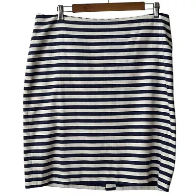 NWOT Talbots Cotton Striped Pencil Skirt Navy And White Size 14 Nautical • $19.95