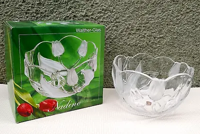 Art Deco Style Crystal Glass Bowl Nadine Walther Glaslalique Style Tulips 21cm • £24.99