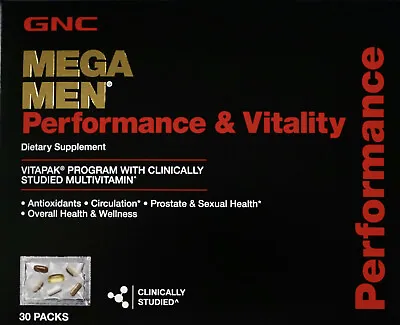 GNC Mega Men Performance Vitality Vitamins Vitapak 30 Packs • $43.98