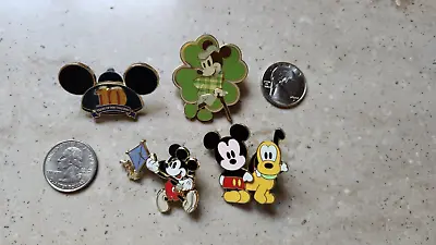 $19.99 • Buy 4 Vintage Disney Lapel Pin  All Mickey 10  Years Of Trading Shamrock Pluto Kite