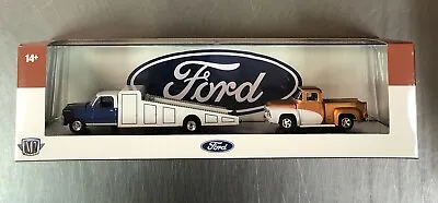 M2 Machines 1969 Ford F-350 & 1956 Ford F-100 Pickup Truck Hauler R67  Free Ship • $29.99