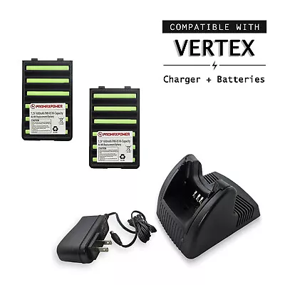 Rapid Universal Charger & 2x Batteries For Vertex FNB-83 Radios VX-424 VXA-220 • $47.99