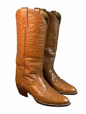 Tony Lama Vintage Quill Ostrich Cowboy Boots Mens 10.5 • $249.95