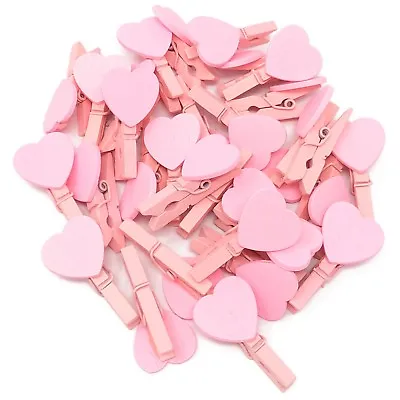 30mm Mini Clothes Pegs With 18mm Matching Hearts Craft For Shabby Chic Wedding • £3.29
