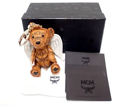 MCM Bag Charm Visetos Angel Bear Leather GP Brown W8.5cm×H10cm Boxed Storage Ba • $292.73