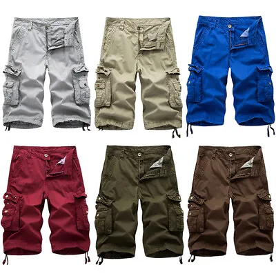 $6.34 • Buy 💙💙Mens Casual 3/4 Long Length Shorts Elasticated Waist Cargo Combat Pants Plus