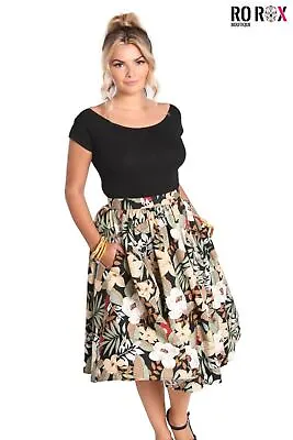 Hell Bunny Adelaida Skirt Retro Midi Vintage Elegant 1950's Circle Swing • £24.99