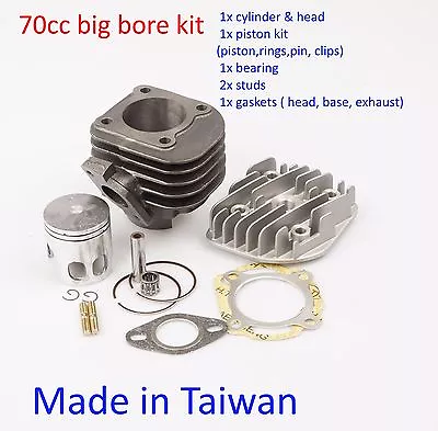 Sports Cylinder Kit 70cc 47mm Big Bore Yamaha JOG CV 50 JOG 50 Vino 50 BeeWee 50 • $83.83