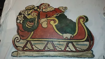 Vintage Rare Christmas Santa In Sleigh Board Display Barn Salvage • $9.99