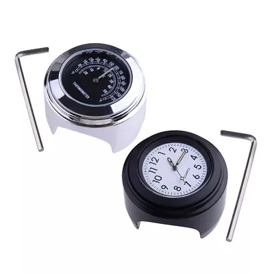 7/8  1  Universal Motorcycle Handlebar Dial Clock & Thermometer Set Weatherproof • $14.54