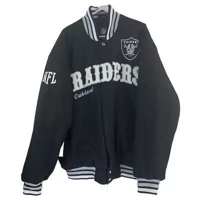 Oakland Raiders NFL Varsity Bomber Black Embroidered Coat Jacket Men's New Rare • £149.99