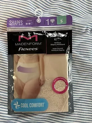 Maidenform Flexees Shapewear No Pinch Brief Cool Comfort Beige W/Lace Sz S • $8.99