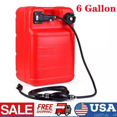 6 Gal 24L Portable Boat Fuel Tank With Fill Hose For Marine Outboard Motor • $65.31