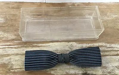 Vintage Men's Clip On Bow Tie Navy And Baby Blue Stripe Ormond NYC NIB NOS 50's • $15