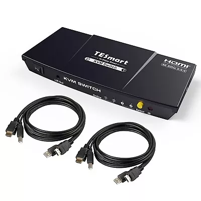 TESmart 2 Port HDMI KVM Switch Monitor Switch For 1 Monitors 2 Computers • $25