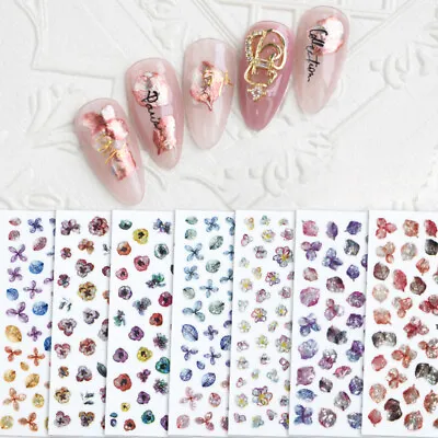 Laser Flower Nail Stickers 3D Petal Stylish Fingernail Decal Manicure Decoration • $0.72