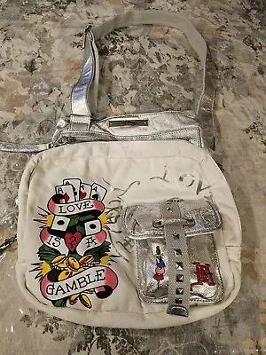 Ed Hardy Crossbody Bag WHITE AND SILVER • $55