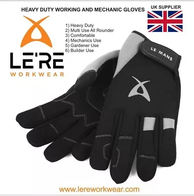 Work Safety Gloves Mechanic Gardening Builders Cut Heavy Duty Hand Protection GR • £7.40