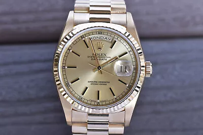 Rolex Day-Date President Champagne Dial 18K Gold Double-Quick 18238 W/Papers • $16990
