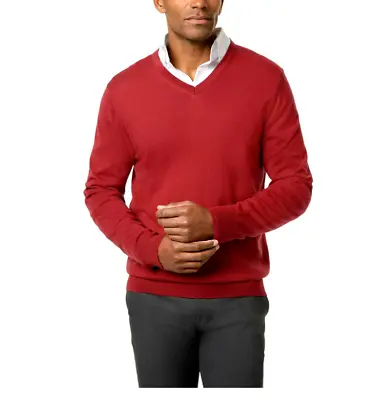 Hart Schaffner Marx Extra Fine Merino Wool V-Neck Sweater Red Men's SZ S • $32.99