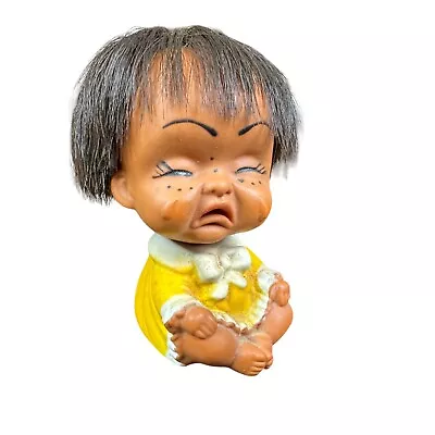 Vintage 1960s Moody Cutie 3.5  Rubber Crying Baby Doll W Hair - Korea • $17