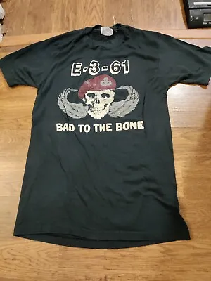 VTG 80s Motorcycle Club  Bad To The Bone  Tee Shirt Winged Skull Adult Medium • $39.99